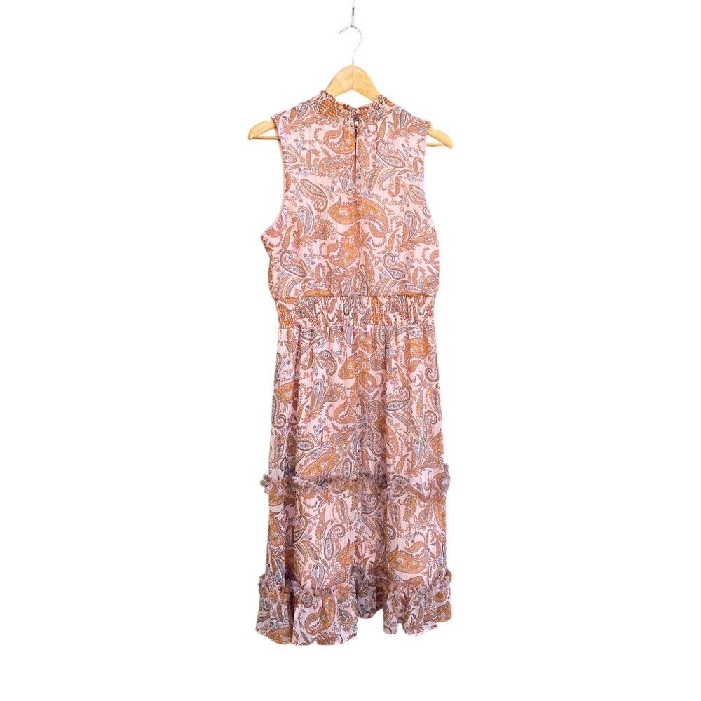 1. State Sleeveless Paisley Chiffon Midi Print Dress Size L Sleeveless Flowy GUC - Picture 3 of 12